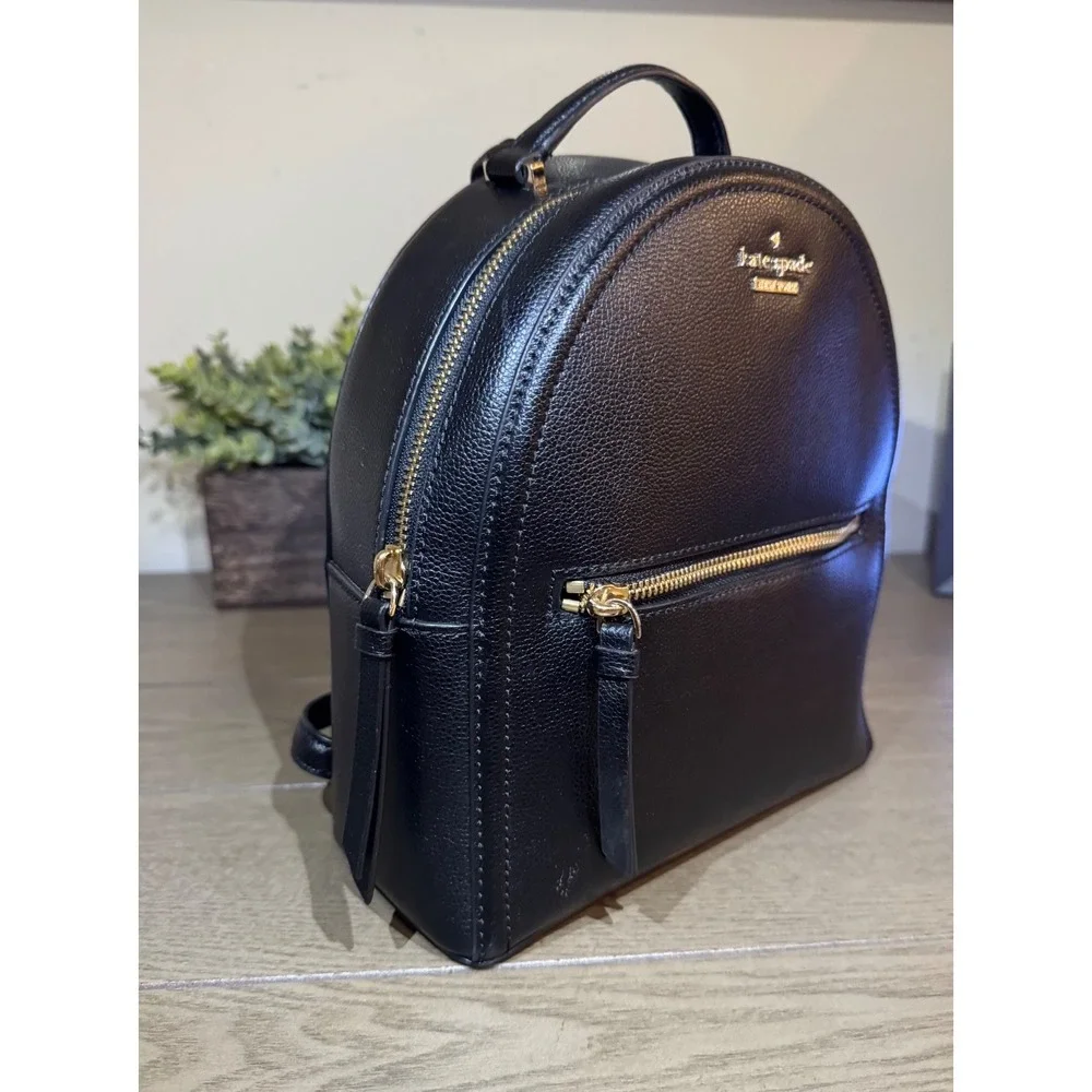 Kate Spade New York Black Pebbled Leather Mini Backpack Gold Hardware 2018
